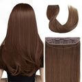 Invisible Wire Hair Extensions Real Human Hair - 16 Inch 80G Chestnut Brown Transparent Fish Line Clip-Ins Hair Piece, 100% Remy Human Hair Extensions for Women - color: #6 Chestnut Brown, size: 16 Inch