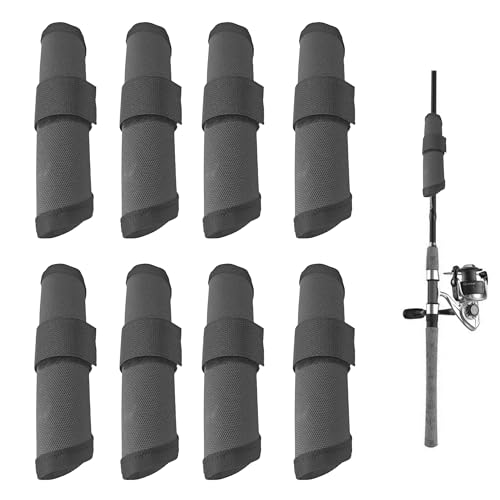 8PCS 5.9 Inch Gray Fishing Lure Covers, Hook Bait Storage Protectors, Lure Wraps Safety Sleeve for Fishing Rod Protection and Transport - color: Gray
