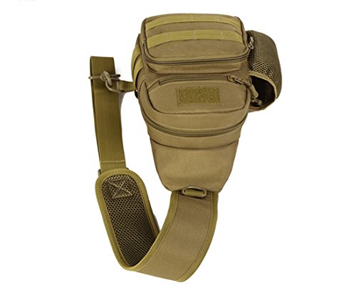 Hebetag Leather Sling Bag Crossbody Backpack for Men Women Travel Outdoor Camping - color: #31khaki(nylon)