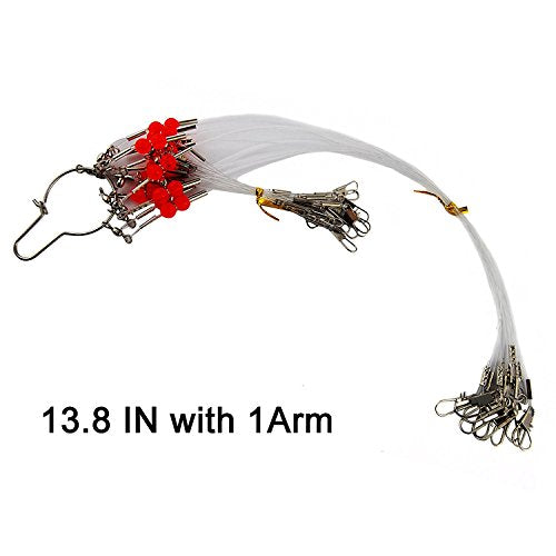 Mono Fishing Leader Rigs with Swivel Snaps Saltwater Surf Fishing Bottom Rigs High Strength Drop Fishing Rig 1 Arm and 2 Arm Nylon Leader Wire Leader Rigging for Lures Bait Hooks - size: 21.7inch wirh 2 Arms