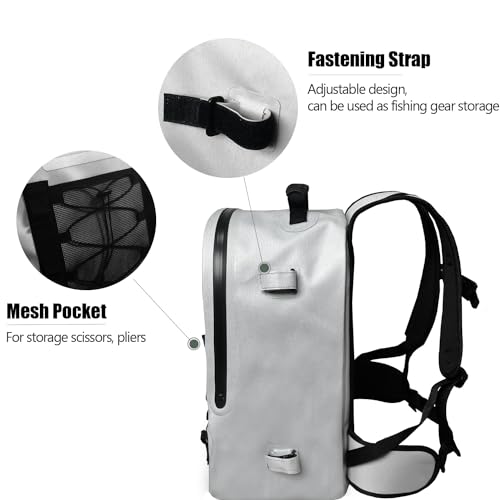 Buffalo Gear Waterproof Fishing Backpack With Rod Holder, 26L Fly Tackle Storage for Fishing