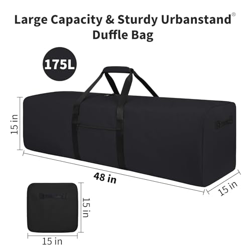 Urbanstand 48 Inch Extra Large Duffle Bag for Travel, Sports Gear Storage Bag with 2-way Lockable Zippers, Long Canvas Duffel Bag for Tent Camping tripod (Black 48inch 2Pack) - color: Black, size: 48inch 2Pack