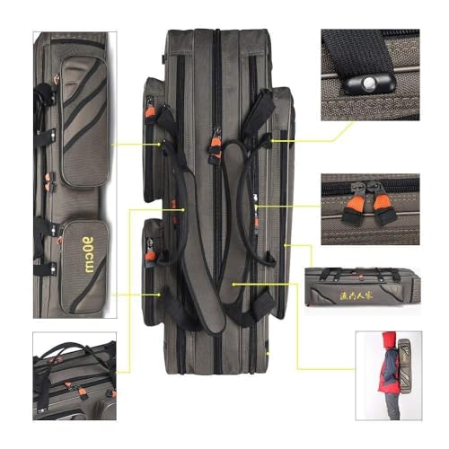 3 Layers Portable Folding Fishing Rod Carrier Reel Case Bags Fish Pole Tools Storage Bag Case Pro Gear Tackle (Regular Type-3 layers/125cm(49.21inch)) - size: Regular Type-3 layers/125cm(49.21inch)