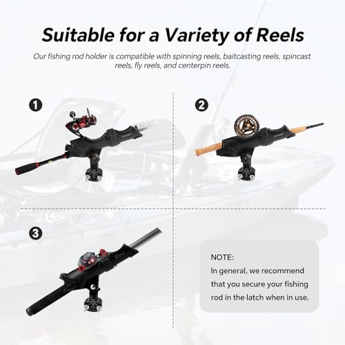 HITORHIKE Fishing Rod Holder Universal Fit Kit Allows for 360-degree Adjustment Kayak Fishing Boat Powerlock Rod Holder - style: Fishing Rod Holder X2+side Mount X2