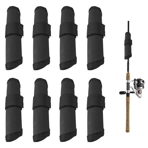 8PCS 5.9 Inch Black Fishing Lure Covers, Hook Bait Storage Protectors, Lure Wraps Safety Sleeve for Fishing Rod Protection and Transport - color: Black