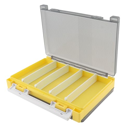 Double Sided Fishing Lure Box Organizer, Fishing Tackle Box Storage Hard Plastic Container Case for Lure Bait Hooks Beads Jewelry Earring - color: Yellow