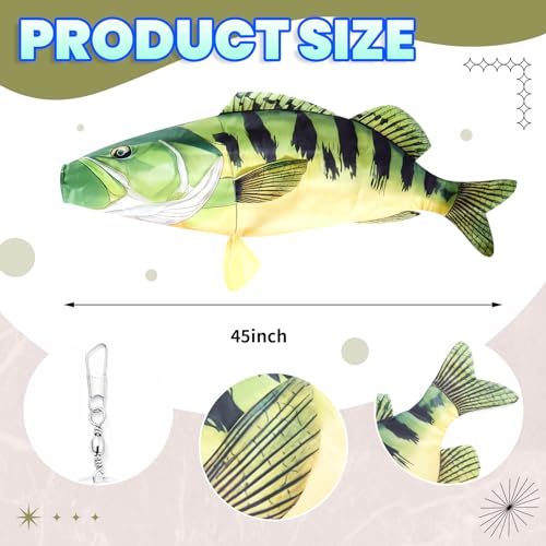 Newwiee 1 Pcs 45" Fishing Windsock for Outdoor Decor, Heavy Duty Fade Resistant Hanging Flag with Swivel Clip for Boat Dock Lake House Patio Yard, Fishing Gift for Men Dad Fisherman (Bass) - style: Bass