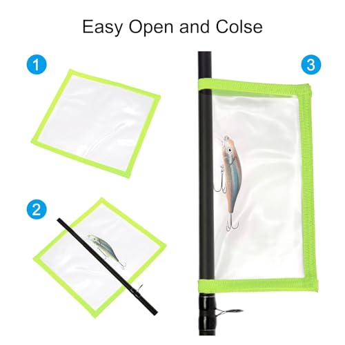 PATIKIL Fishing Lure Wrap Durable PVC Lure Covers Fishing Hook Covers Bait Storage Easily See Lures Keep Fishing Safe - color: Green, size: 4.3" x 7.9"