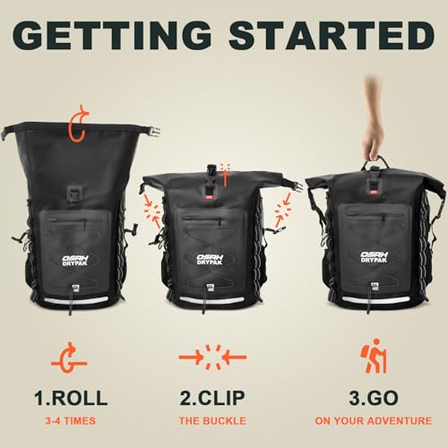 OSAH DRYPAK Waterproof Backpack Dry Bag 35L/55L/85L – Heavy Duty Roll-Top Hiking Backpack for Travel, Kayaking, Boating, Camping, Rafting and Fishing - color: Black, size: 35L