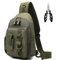 Fishing Sling Bag - Small Fishing Tackle Storage Bags with Rod Holder(Green) - color: Green