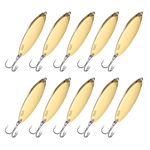 Fishing Spoons Lures, Metal Saltwater Treble Trout Lures Jigging Spoon with Treble Hooks Casting Spinner Baits - color: Gold, size: 21g / 3/4 oz