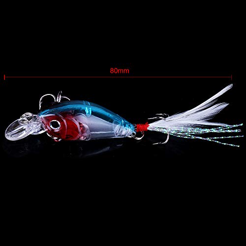 5 Pack Minnow Fishing Lure Crank Bait, Fishing Bass Lures Hard Artificial Bait, Crankbait Fishing Lures Hooks 3D Eyes for Bass Fishing Lure Freshwater and Saltwater