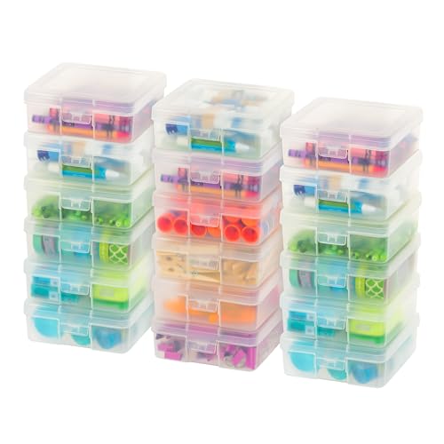 IRIS USA Clear Storage Cases, 18-Pack, |Made in USA|, Plastic Bead Organizing Containers with Snap Lid for Arts, Crafts, Ephemera, Stickers, & Dance Cheer, Clear - Small - size: 18 - Pack, style: Small