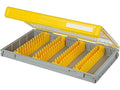 Plano Edge 3700 Vertical Jig & Spybait Box Tackle Storage, Gray and Yellow, Holds Up to 52 Vertical Baits, Rust-Resistant and Waterproof Bait Organizer Box - style: 3700 Standard V Jig Spy