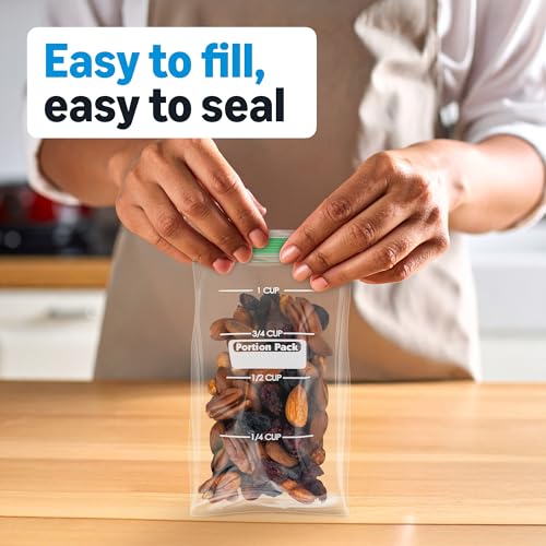 Amazon Basics Portion Snack Bags, Double Zipper Seals in Freshness, 3.5" x 5.9", 100 Count - size: Portion (100 Count) (Pack of 1)
