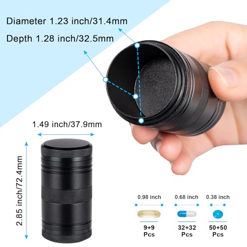 Pill Box 2 Times A Day Daily Waterproof AM PM Metal Pill Case - Travel Pill Container Twice A Day with 2 Compartment, Portable Medicine Organizer Holder for Vitamin, Fish Oils, Supplements - color: Black, size: Medium-Medium