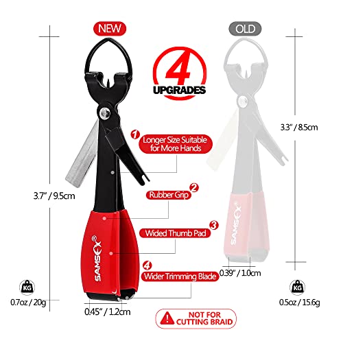 SAMSFX Fishing Zinger Retractors Retractable Tape Measure with Fly Fishing Knot Tying Tool Combo - color: Tape Measure Retractors & Black Nail Knot Tying Tool, Red Grip