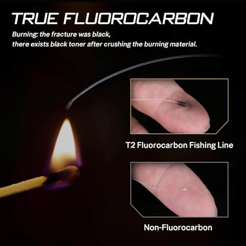 SeaKnight T2 100% Fluorocarbon Fishing Line, 110YD Japanese Material Leader Line, Low Visibility High Strength Abrasion Resistant for Saltwater Freshwater Fishing (3-35LB) - size: 2.5#: 0.261mm-10LB