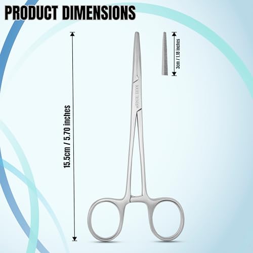 Hemostat Crile Forceps 5.5" Versatile Fishing Pliers Forceps, Stainless Steel, Multipurpose General Use Piercing Tweezer Long Serrated Jaws, Locking Mechanism, and Lightweight Design (1, Straight) - size: 1, Straight
