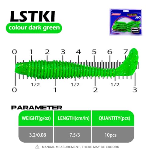 10 Pcs Paddle Tail Swimbaits Lures, 2 and 3 Inch Soft Plastic Fishing Lures Kit, Bass Fishing Lure Swim Baits with 6 Color, for Fishing Trout, Crappie, Bass, Redfish, Freshwater, Saltwater - color: Deep Green, size: 3 inch