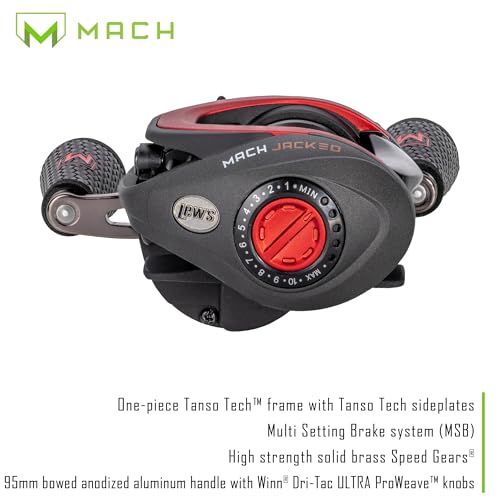 Lew’s MACH Jacked Baitcast Reel and Fishing Rod Combo, HM50 Graphite Rod, Tanso Tech Reel Frame and Sideplate, Carbon Fiber Drag System, 7.5:1 Gear Ratio - size: 7-Foot