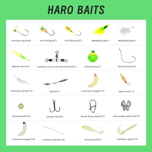 FONMANG 322-Piece Fishing Lures Kit - Buzz Bait/Spinner Baits/Jig/Frog, Fishing Tackle Box with Tackle Included, Soft Bait/Hooks/Weights, Fishing Gear Lure Kit Gift for Men Freshwater Bass Trout - color: D-220pcs ice Fishing Kit