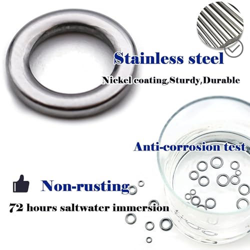 FishTrip Solid Rings Fishing 50Pcs - Stainless Steel Ring for Assist Hooks Jigs Butterfly Rigs Saltwater Freshwater - size: Size 00_50pcs
