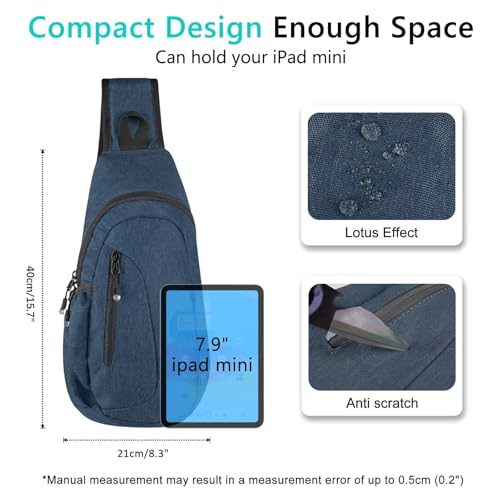 TITECOUGO Small Sling Bag, Lightweight Crossbody Backpack for Men Women, Shoulder Bag for Sports and Outdoor - color: Z1-canvas, Dark Blue