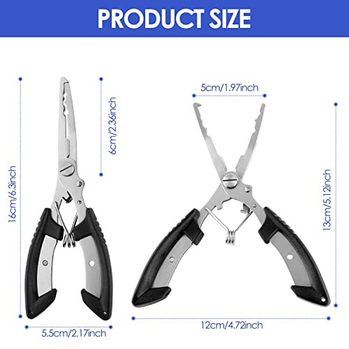 mouhike Fishing Tool Kit Fishing Pliers, Fish Lip Gripper, Fishing Hook Remover, Handheld Digital Fishing Scale, Ice Fly Fish Pliers Fishing Gear Accessories Fishermen Gift (Battery Not Included) - color: Silver+Black, style: 7pcs_Tools(Battery Not Includ
