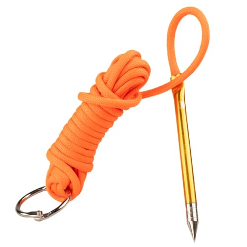 10 Foot 550lb Paracord Fishing Stringer Fish Holder with Metal Threading Needle and 1 Inch Split Ring - color: Neon Orange