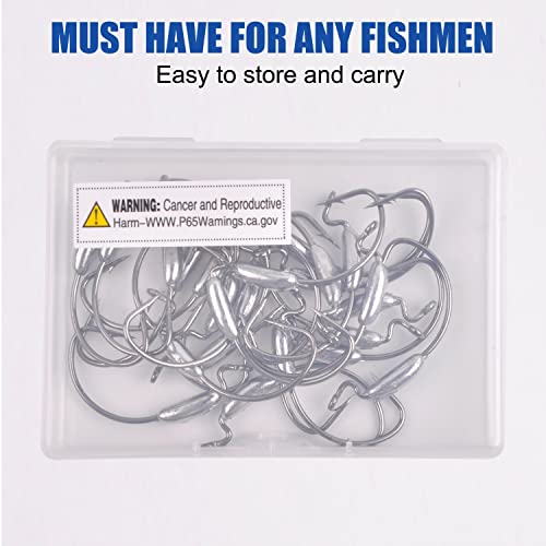 Weighted Swimbait Hooks Saltwater, 30Pcs Worm Fishing Offset Hook Wide Gap Bass Fishing Hooks for Soft Plastic Worm Lures - size: 4/0-5.5g-30pcs