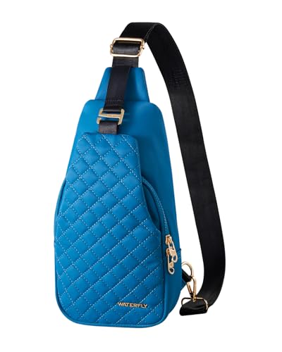 WATERFLY Small Crossbody Sling Backpack: Fashion Chest Crossbody Bag for Women Men Anti Theft Stylish Casual Daypack Trendy Travel Bags Lake Blue