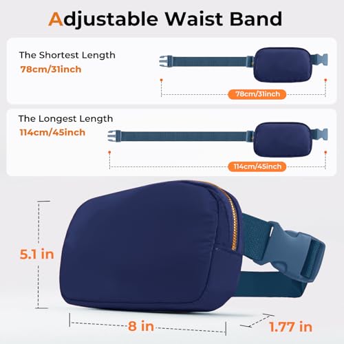 Belt Bag Zipper Fanny Pack Crossbody Bags for Women,Fashion Nylon Waist Packs, Water Repellent Two Way wear with Adjustable Strap Gifts for Teenage Girls Women Men(Royal blue) - color: Royal blue