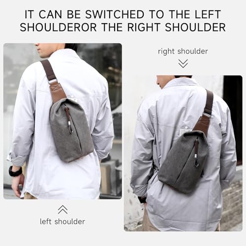 MOYYI Canvas Sling Bag Small Crossbody Bag for Men & Women, 2.5L Mini Casual Daypack Shoulder Bag, 2.5L Capacity (Grey) - color: 8004grey-2.5l