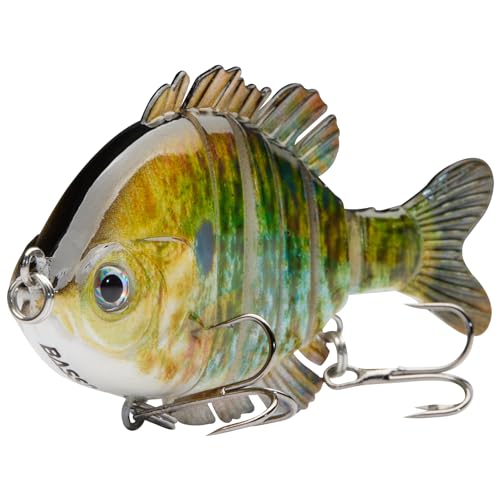 BASSDASH SwimPanfish Multi Jointed Panfish Bluegill Swimbaits Hard Topwater Bass Lures Fishing Lure Crank Saltwater 3.5in/0.85oz - color: Blue/Gold Pumpkinseed