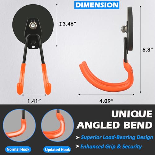 MUTUACTOR Updated Magnetic Hook Heavy Duty,40lbs 2-Pack Super Strong Magnet Garage Hook,Anti-Scratch Large Magnets Hook for Hanging Impact Drivers Trailer Cord Shovel Tool Organizer - style: Updated 3.46in Magnet J Red Hooks 2PCS