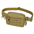 Small Waist Bag Fanny Pack for Men Women, Military Style Belt Bag with MOLLE System, Water-Resistant & Adjustable Strap for Running, Hiking, Festivals, Gym (Brown) - color: Brown