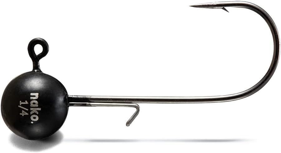 Nako 200% Sensitive Tungsten Ball Jig Heads - 5 Pack - No Chip Black - Tungsten Fishing Jig Heads, 1/32, 1/16, 1/8, 3/16, 1/4, 3/8oz, Damiki Rig Jig Heads - size: 3/8 oz - #3/0 Hook - 5 Pack