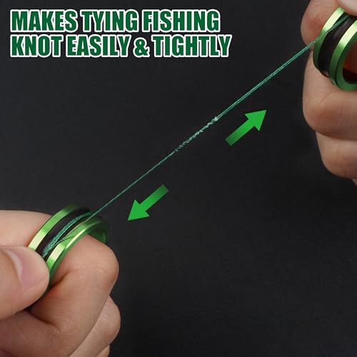 OROOTL Fishing Line Ring Knot Tying Tool, 2pcs Fishing Knot Tying Tool Alloy Line Dragger Tightener Ring FG GT Knot Puller PE Fishing Line Knotting Device Accessories for Saltwater Freshwater - color: Green-2pcs