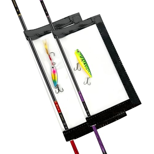 4Pcs Fishing Lure Wraps, Durable & Clear PVC Lure Covers to Keep Hooks Safe, Lures Fishing Hook Covers Bait Storage Easily See Lures, Open and Close Hook & Loop (Large (7.8” x 44”))