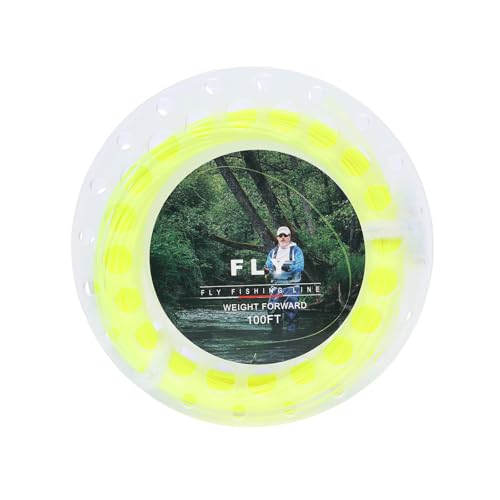 Raprance Floating Fly Fishing Line with 2 Welded Loops, Weight Forward Floating Fly Line, 100FT(3F,4F,5F,6F,7F,8F) Freshwater Saltwater Fly Fishing Line - color: Fluo Yellow, size: WF6F-100FT
