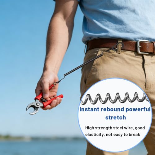 4PCS Retractable Safety Coiled Lanyard, Premium Fishing Lanyard, Stretchy Coiled Lanyards, Fishing Pole Tether, Equipment Tool Tether Leash with Carabiner Clip for Fishing, Pliers, Boating, Outdoors