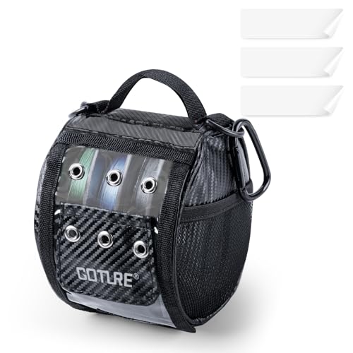 Goture 3/6 Outlet Holes Fishing Line Storage Bag, 2 Sizes Clear View Window Fishing Line Case, Removable Divider Fishing Line Organizer, Water-Resistant Surface, Tangle-Free Leader Line Spool Bag - color: 3 Hole - Only Bag