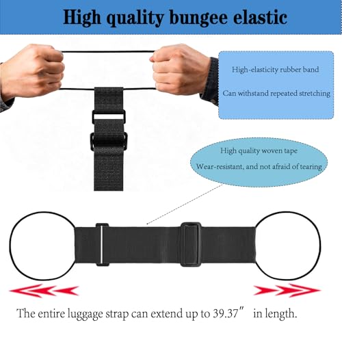 8PCS Multi Use Strong Adjustable Luggage Connector Straps, Add a Bag Easy to Travel Suitcase Elastic Strap Belt for Secure Stacking, Hands-Free Travel & Bag Attachment (Black & Rainbow) - color: 4black +4 colorful