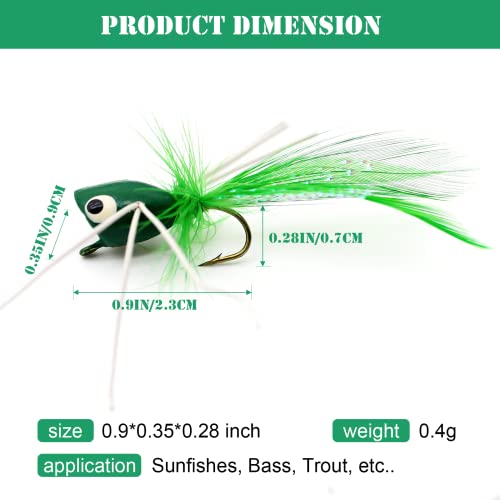 Fly Fishing Poppers, Topwater Fishing Lures Bass Crappie Bluegill Sunfish Panfish Trout Salmon Perch Steelhead Flies for Fly Fishing Bass Panfish Bluegill Trout Salmon - color: 20pcs