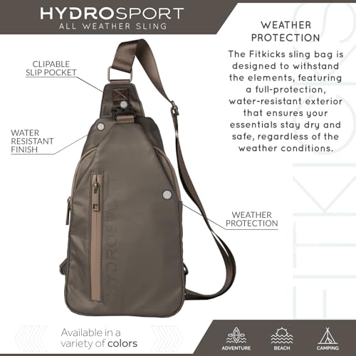 FITKICKS Hydrosport All Weather Sling Bag Unisex Crossbody Travel Hiking Chest Bag - color: Army