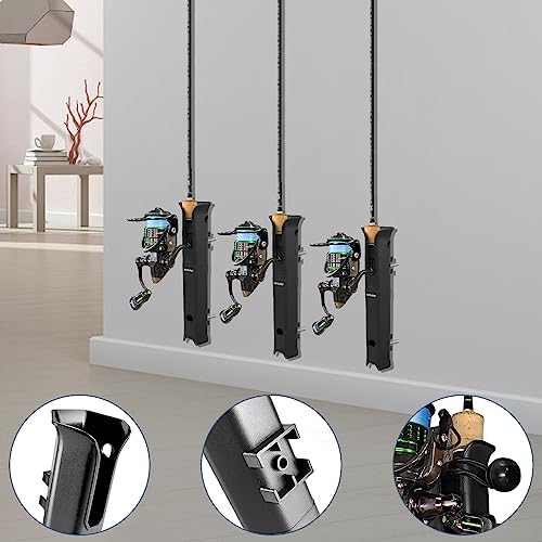 6-Tube Fishing Rod Holder, Wall Mounted Rod Holder with 6inch Ball Bungee Cords and Screws for Boat Kayak Cooler Trailer Portable