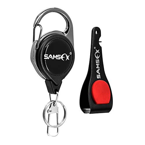 SAMSFX Fly Fishing Tippet Line Cutter Fishing Nippers Mulit-Tool with Zinger Retractors - color: Carabiner Retractors, Black