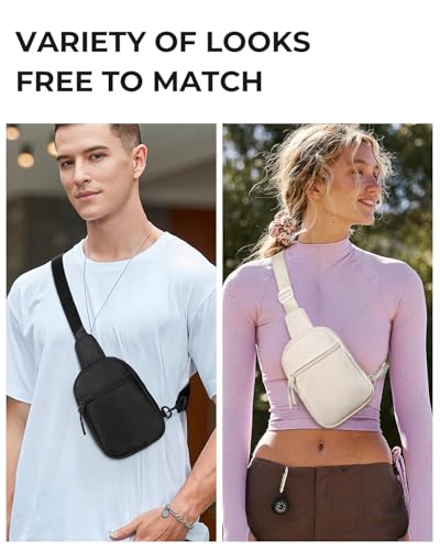 CHOLISS Small Sling Bag for Women and Men, Crossbody Bags Trendy Fanny Packs Chest Bag with Extended Strap - color: D02 Ivory - Upgrade