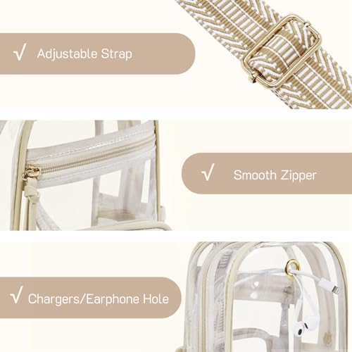 Missnine Clear Bag for Stadium Events Clear Sling Bag Fanny Pack Crossbody Purse for Sport Concert with Side Mesh Pocket - color: E-black[side Pocket]